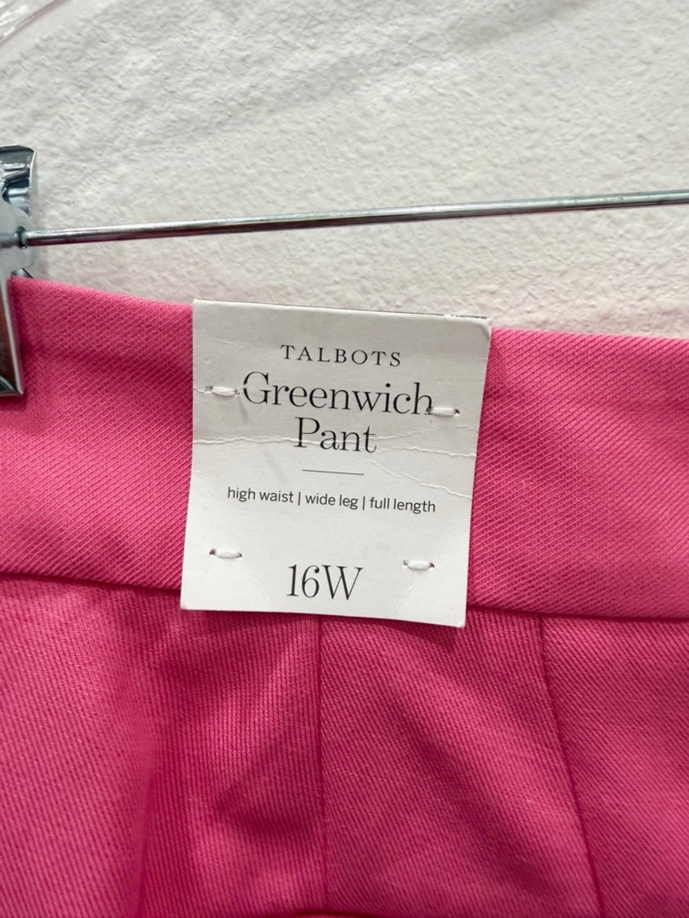 Talbots Greenwich Pant Plus 16W High Waist Wide Leg Full Length NWT Pink - Picture 10 of 14